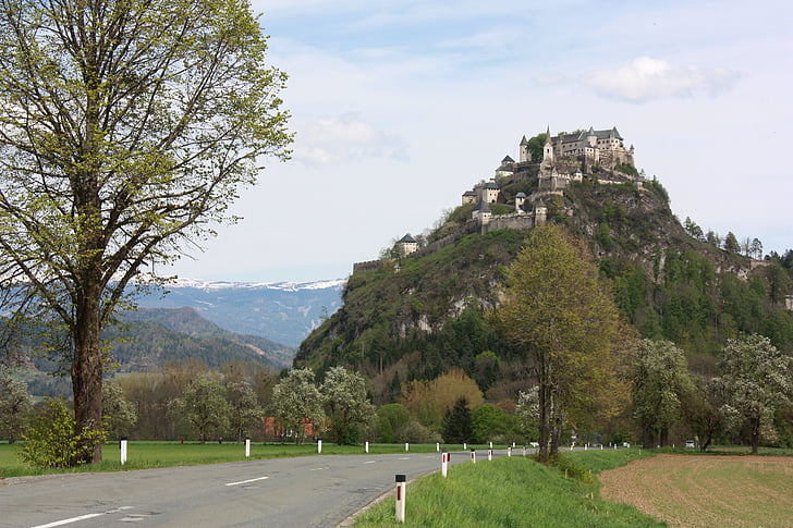 Château, Autriche, route, colline, forteresse, Moyen-Age
