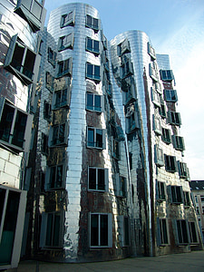 modern, arsitektur, Düsseldorf, gedung perkantoran, bangunan, fasad, pencakar langit
