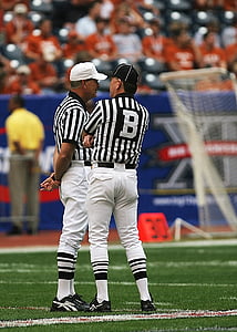 football officials, referees, american football, game, field, judge, sport