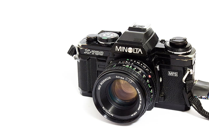 Minolta, camera, analoge, fotograaf, foto, oude, fotocamera
