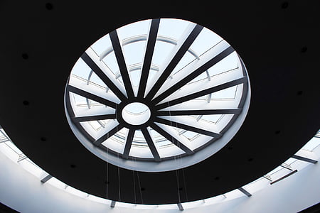 strop, střecha, kola, vzor, světla, kruh