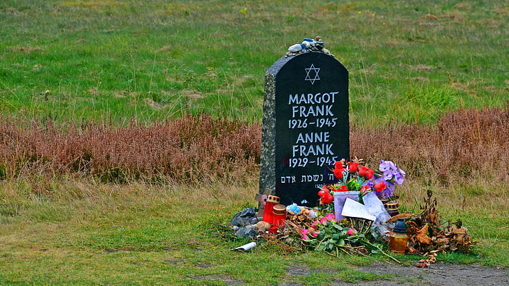 Tombstone, Anne frank, minnesmerke, Belsen fjell, Holocaust, historie, Holocaust memorial