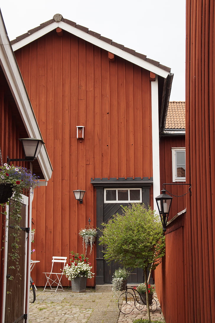 Eksjö, Svezia, città, facciate, Case, architettura, centro storico