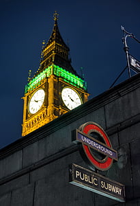 Londres, l’Angleterre, Royaume-Uni, horloge, tour, point de repère, ville