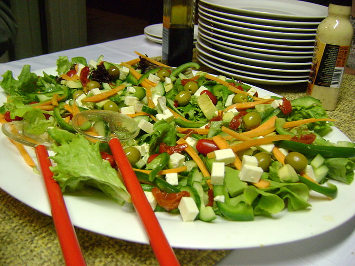 salada, comida, fresco, verde, saudável, vegetal, tomate