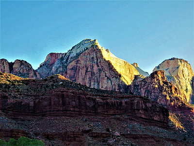Sunrise, dramatické, hory, Utah, Pešia turistika