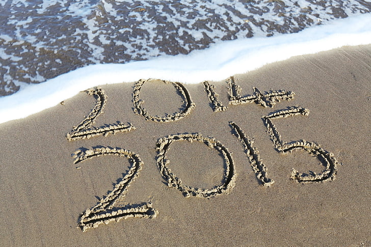 neues Jahr, 2015, Frohes neues Jahr, Januar, Saison, Feier, Sand