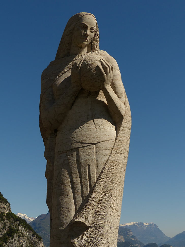 Madonna, figur, sten figur, Madonna af Malcesine, Malcesine, Garda, Luxor - Theben