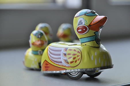toys, duck, colorful, yellow, pattern, metal, sheet