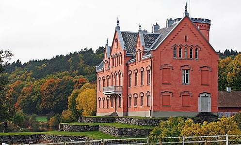 Castillo, Suecia, Halland, höstbild, naturaleza, arquitectura, historia