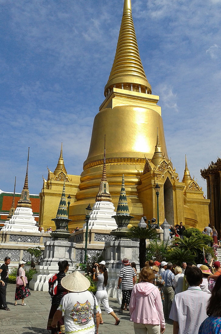 buddhista templom, buddhizmus, királyi palota, Bangkok, turizmus, Thaiföld, utazás