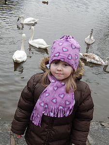 swans, child, adelka, baby girl, girl