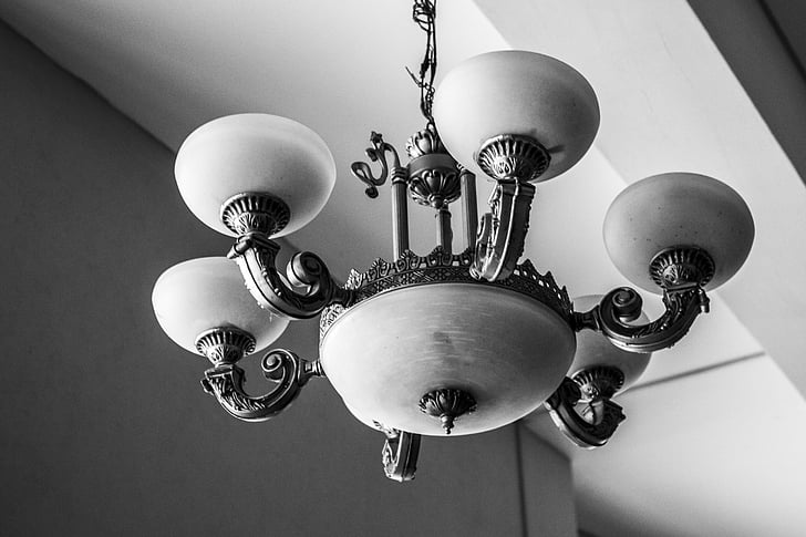 gris, lampe, lustre, lampe électrique, décoration, architecture, élégance