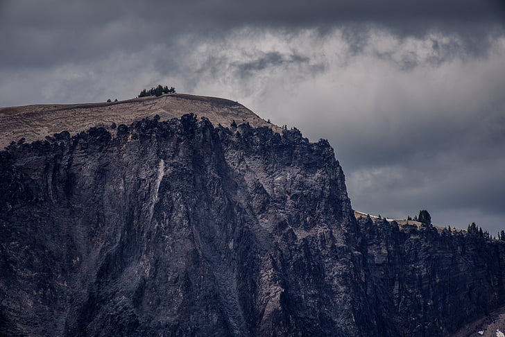 fotografie, berg, wolk, boom, Cliff, Cloud - sky, Rock - object