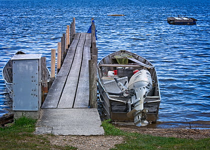 škorenj, pomol, ribiško ladjo, Riva, pomol, jezero, Chiemsee