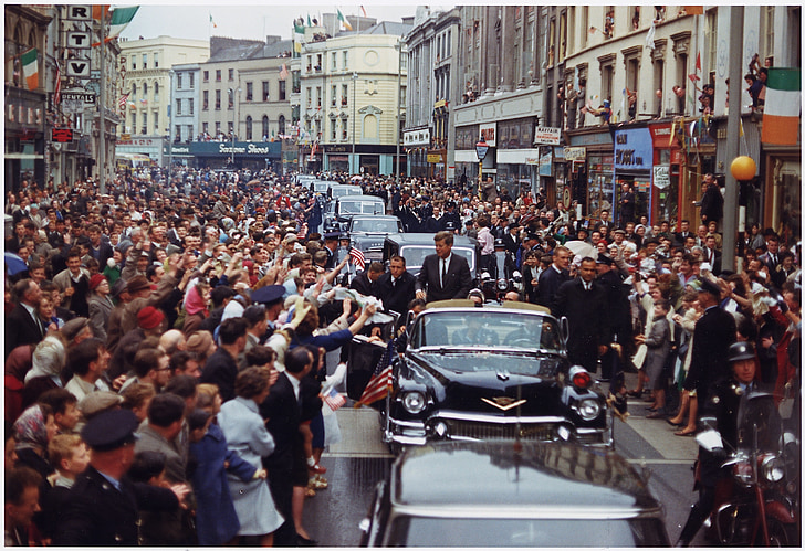 president john kennedy, amerikansk, bilkortege, Dublin, Irland, 35: e president, mördad