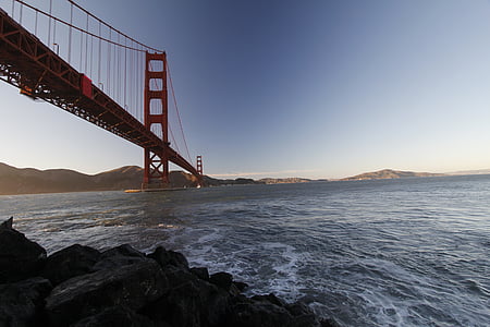 мост, Калифорния, инфраструктура, забележителност, океан, река, скали