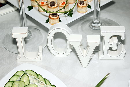 Kærlighed, bordpynt, dekoration