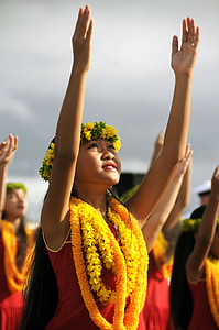 Hawaii, Dans, Flicka, kvinna, Hula, ön, unga