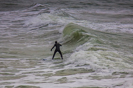 Surfer, fala, Ocean, sporty wodne, Seascape, fale, wiatr