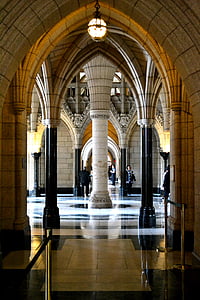 dvorana, stolpci, notranjost, Parlament, Kanada, bogato okrašen, dekorativni