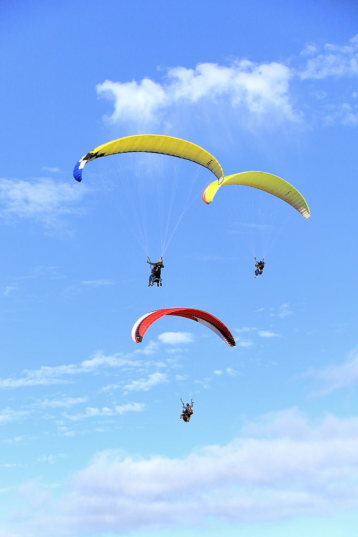 sport, delta wing, paragliding, sky, blue, skydiving, dom