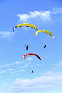 спорт, делта крило, парапланеризъм, небе, синьо, скачане с парашут, Dom