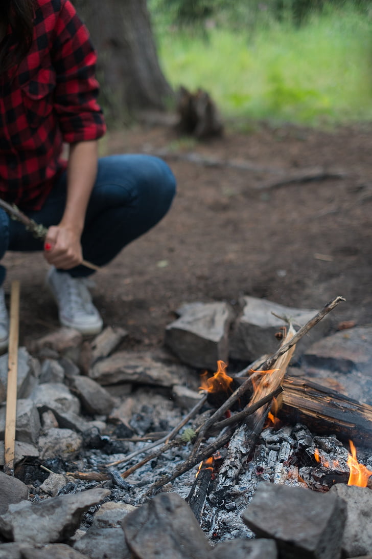 Camping, oheň, Príroda, vonku