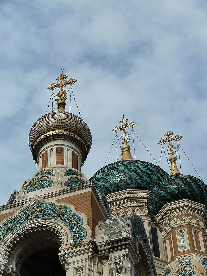 russian orthodox, nice, russian church, cross, dome, architecture, russian orthodox church