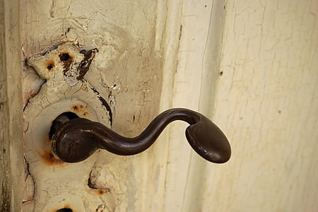 handle, door handle, old, door knob, jack, rusty