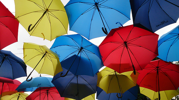 ομπρέλα, βροχή, καιρικές συνθήκες, πολύχρωμο, σεζόν, υγρό, το φθινόπωρο