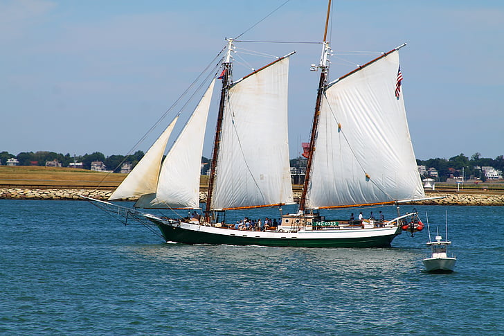 berlayar, Schooner, Boston harbor