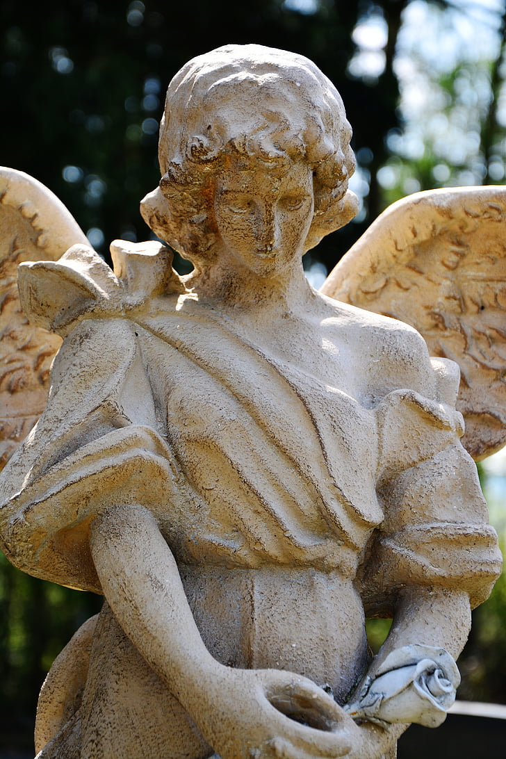 angel, cemetery, sculpture, figure, statue, stone, angel figure