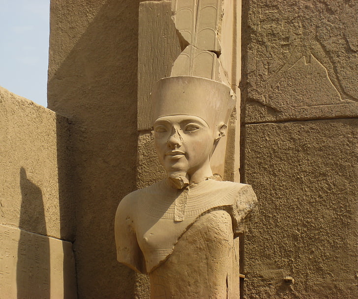 Egypte, Luxor, Tempel, standbeeld, het platform, beeldhouwkunst, beroemde markt