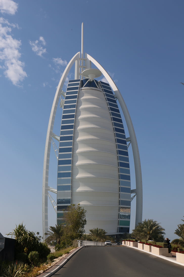 Burj Al Arab, Dubai, u l a g e, gebouw, stad, het platform, wolkenkrabber