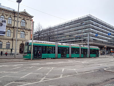 tram, Straat, Finland, het platform, stedelijke scène, Europa, kabelbaan