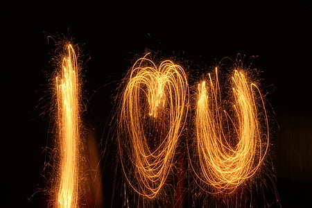 sparkler, i love you, heart, sparks, firework, love, light