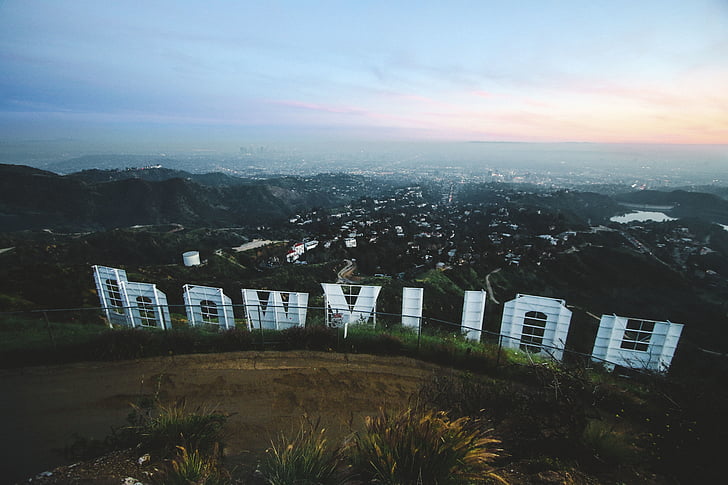 Hollywood, Aerial, urbain, ville, voyage, aventure, nuages