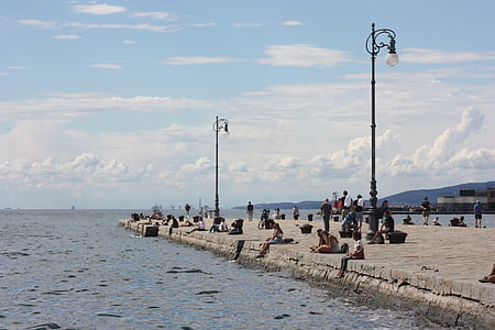 Trieste, muelle, mar, Horizon