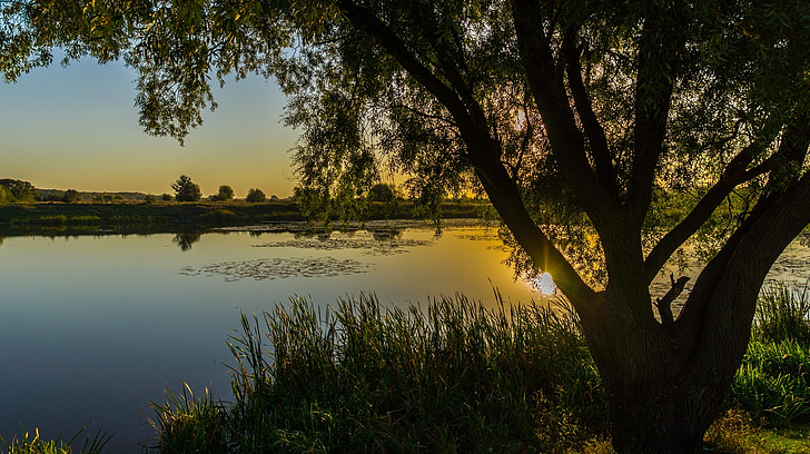 Kursk, ráno, jeseň, rybník