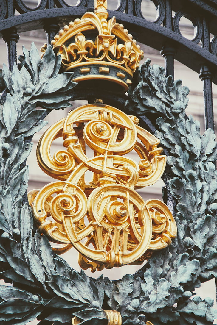 Londres, Palácio de Buckingham, detalhe, cerca, Reino Unido, Palácio, dourado