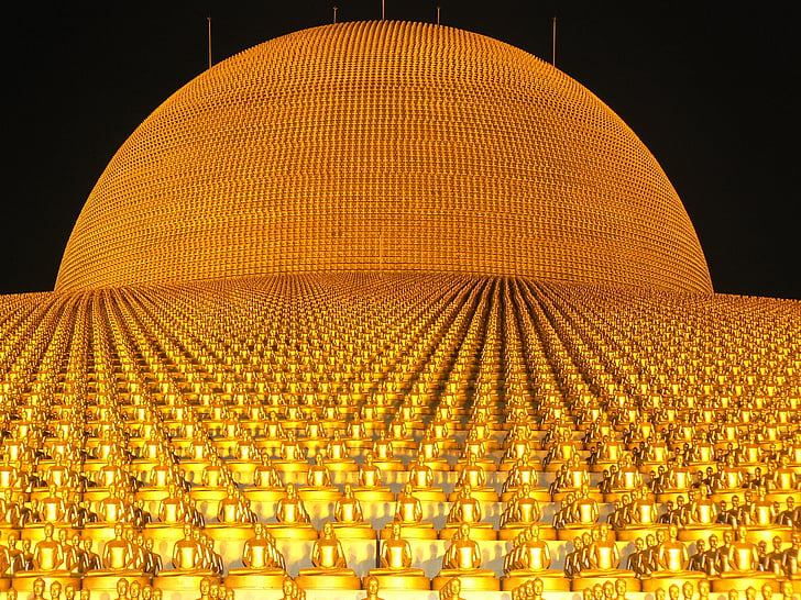 pagoda di Dhammakaya, più di, milioni di euro, Budhas, oro, Buddismo, Wat