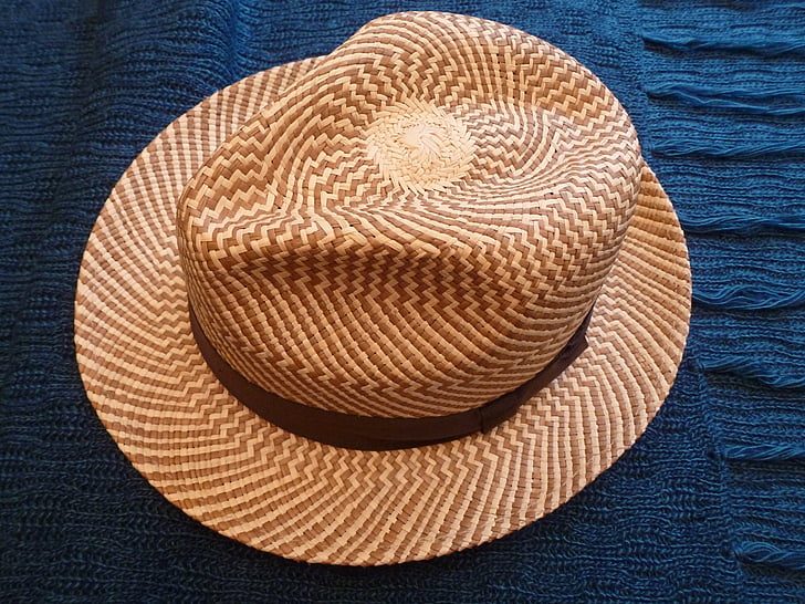 chapéu, Chapéu Panamá, palha, tradicional, feito à mão, Paja, tecido