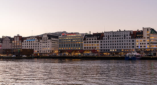 Noruega, Tromso, Costa, nascer do sol, Escandinávia, arquitetura, céu