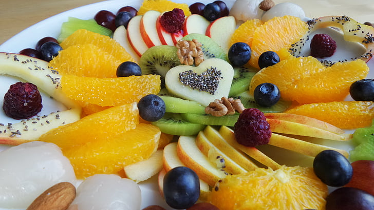 과일, 과일 접시, 플레이트, 비타민, 건강 한, 애플, vitaminhaltig