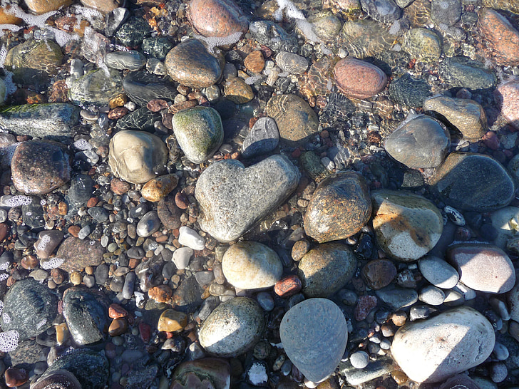 kamenčki, srce kamen, Baltskega morja, vode, Flint, prodnata, morje
