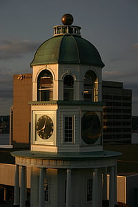 clock, halifax, nova, scotia, tower, sunset, canada