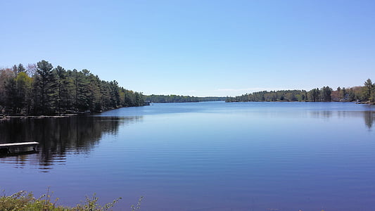 езеро, вода, природата, отражение, небе, лято, синьо