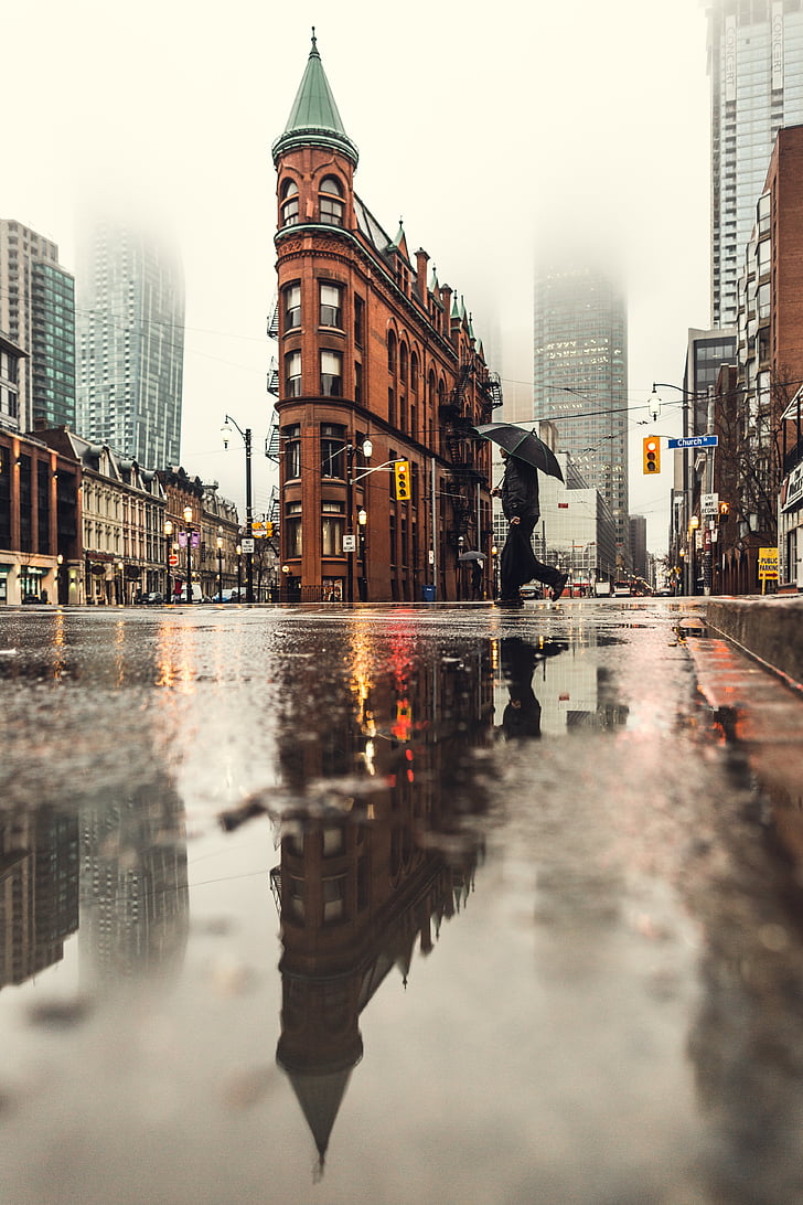 вода, дъжд, дъждовна капка, път, мокър, отражение, пешеходна