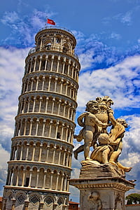 Piza, bokštas, pasvirusio bokšto, Italija, Toskana, pastatas, Lankytinos vietos